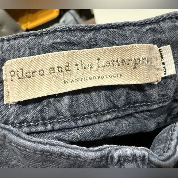 Anthropologie Pilcro Letterpress High Rise Skinny Grey Pattern Jean Size 25P