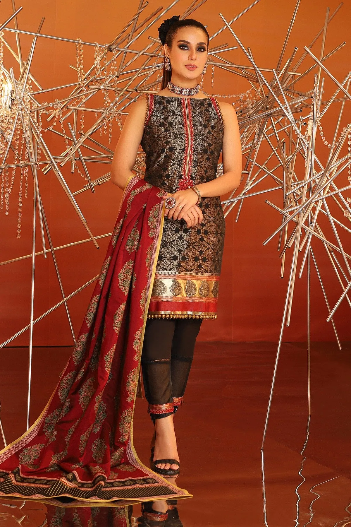 Black Jacquard Suit Online Shopping #N9012