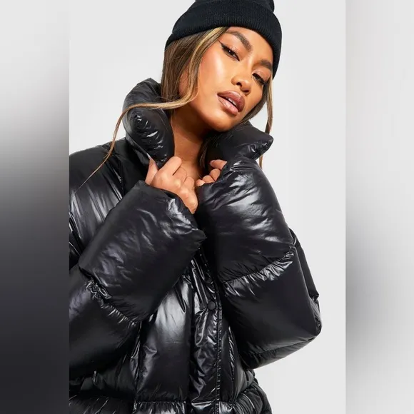 Boohoo OVERSIZED SQUARE QUILT DETAIL MAXI PUFFER JACKET