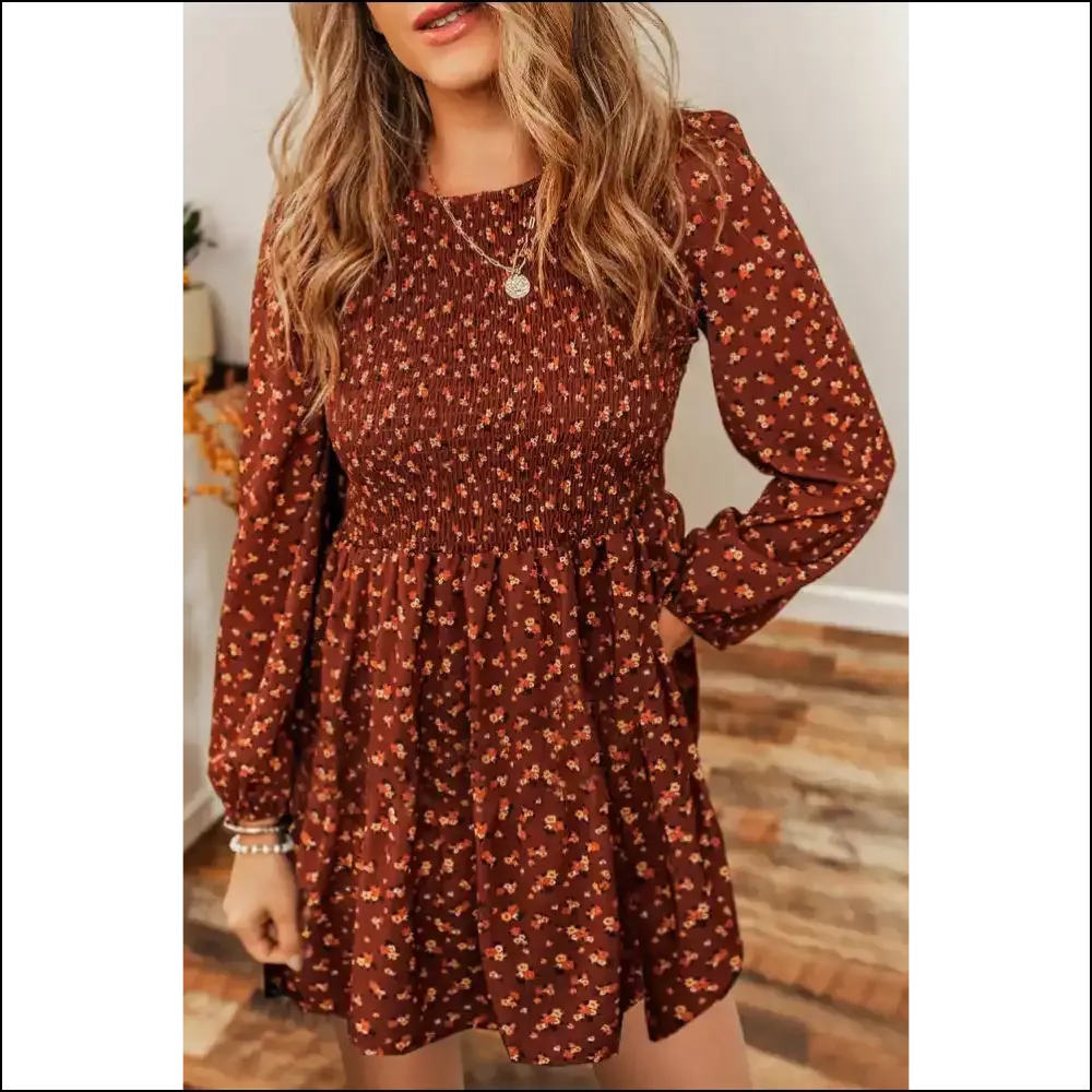 Brown Ditsy Floral Mini Dress: Prepare for Maximum Thirst  🌻