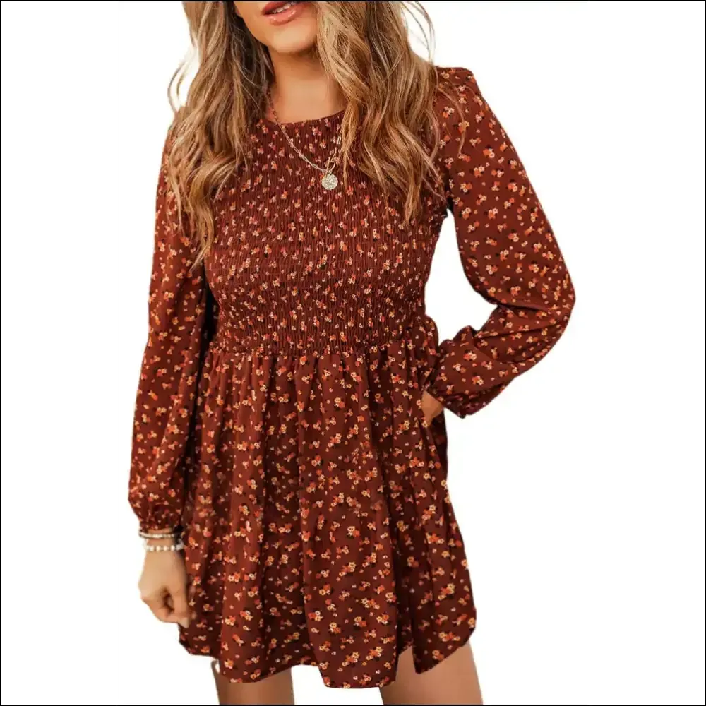 Brown Ditsy Floral Mini Dress: Prepare for Maximum Thirst  🌻