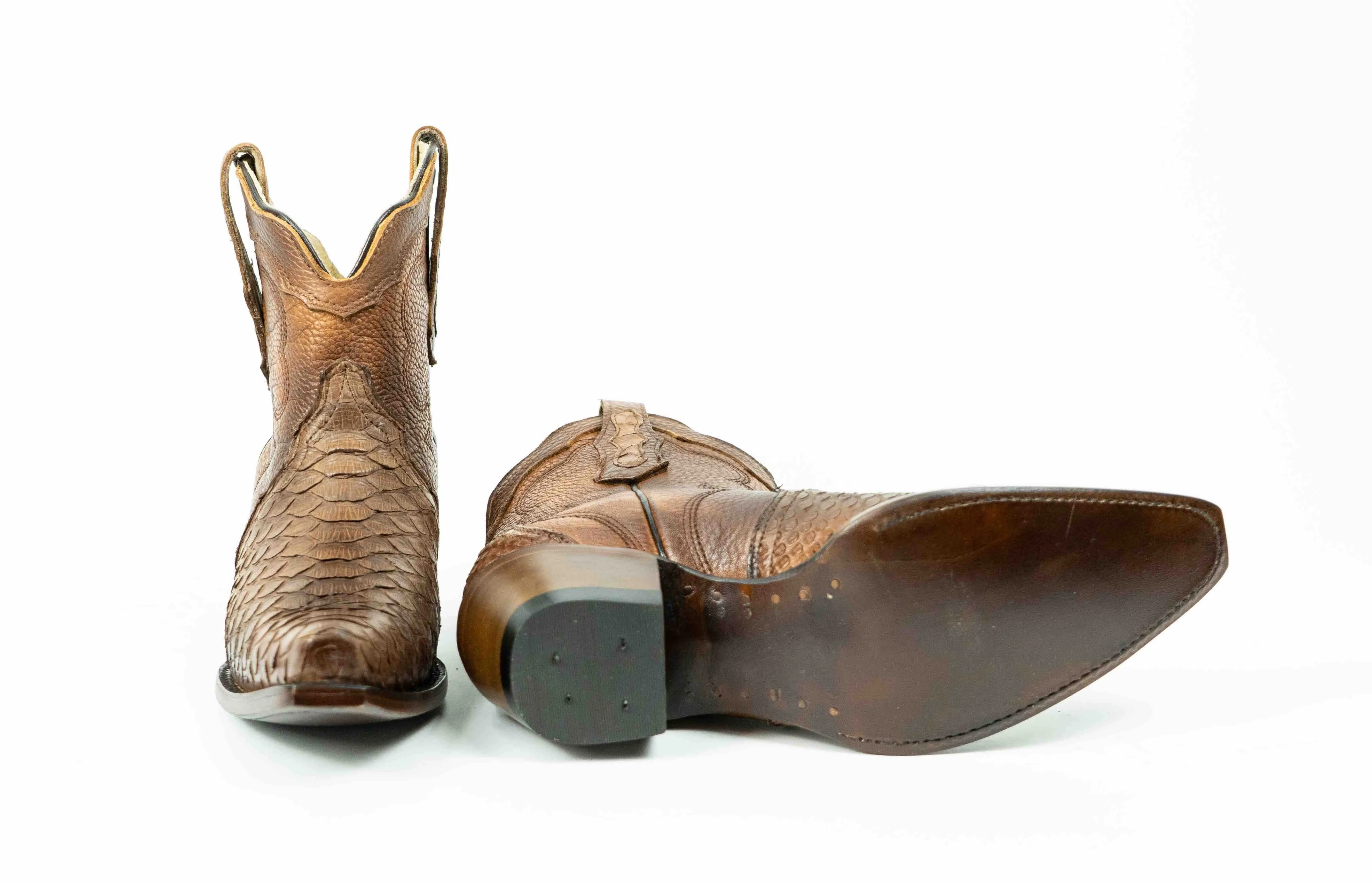Brown Python Snip Toe Western Booties