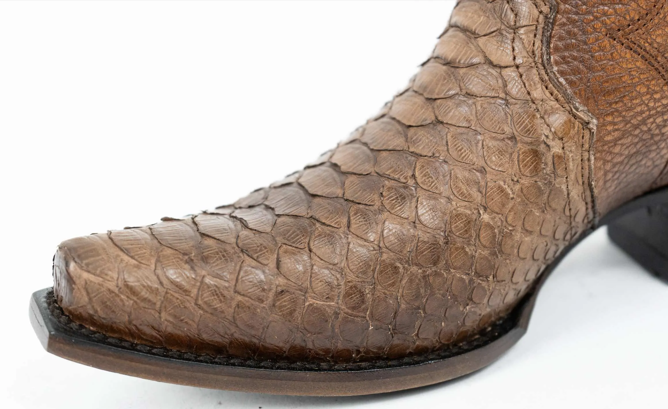 Brown Python Snip Toe Western Booties