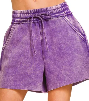 COASTAL CRUSH SHORTS - ZENANA (violet)