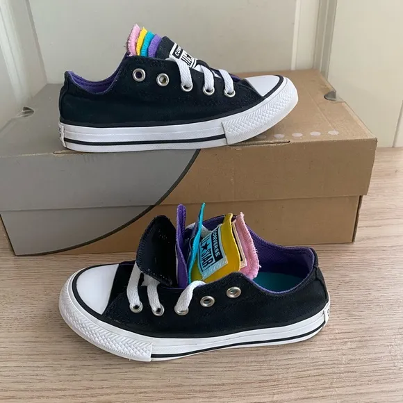 Converse Chuck Taylor Rainbow tongue Kids Sneakers - SZ 11 C