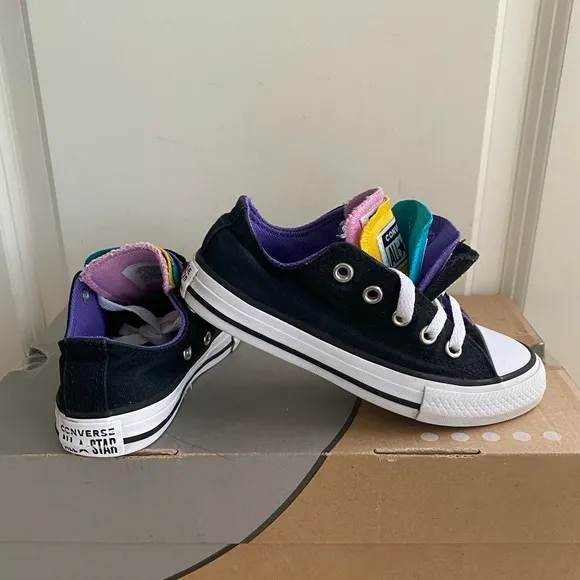 Converse Chuck Taylor Rainbow tongue Kids Sneakers - SZ 11 C