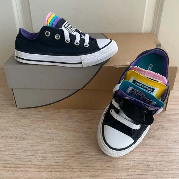 Converse Chuck Taylor Rainbow tongue Kids Sneakers - SZ 11 C