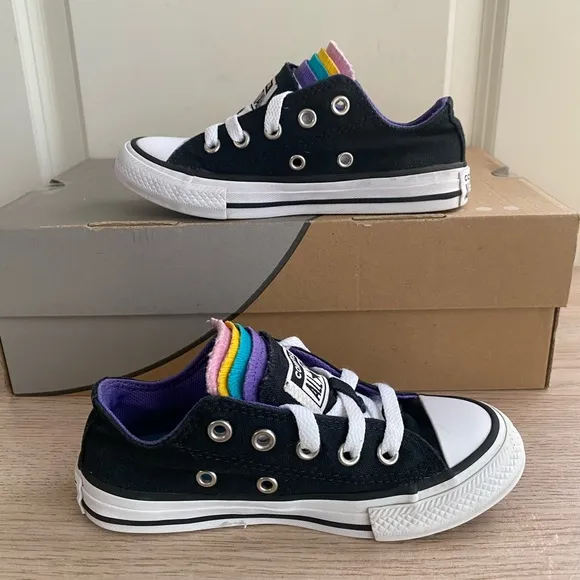 Converse Chuck Taylor Rainbow tongue Kids Sneakers - SZ 11 C