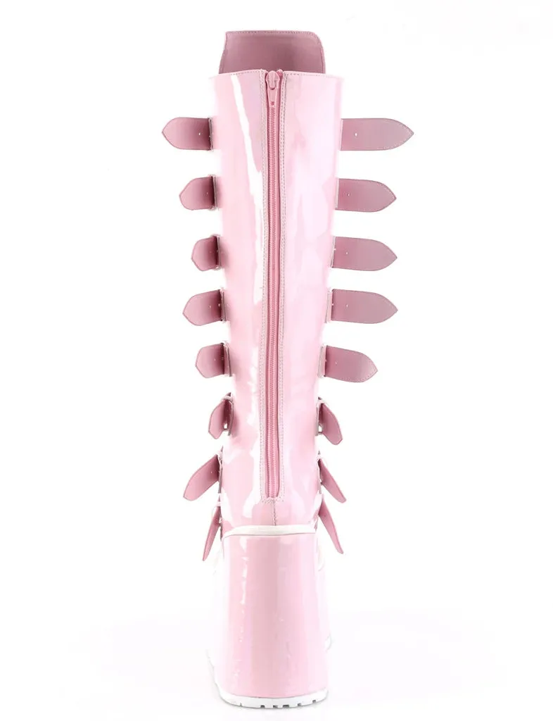 DEMONIA SWING-815 BOOTS - BABY PINK HOLOGRAM ✰ PRE ORDER ✰