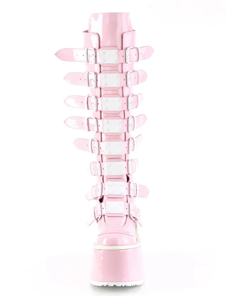 DEMONIA SWING-815 BOOTS - BABY PINK HOLOGRAM ✰ PRE ORDER ✰