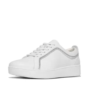 FitFlop Rally Crystal Trim Leather Sneakers - Urban White