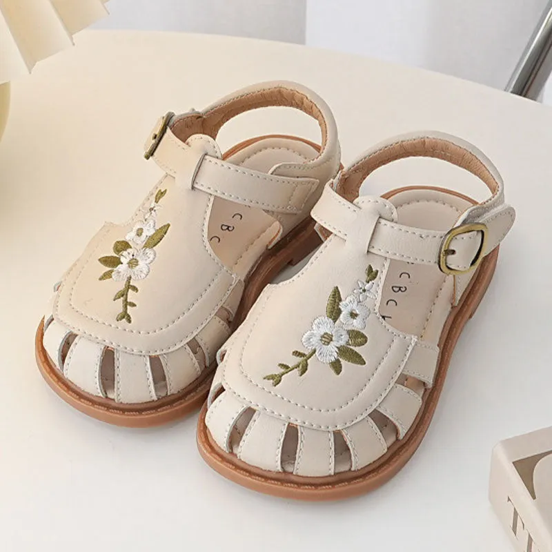 Flowers Embroidered Sandals
