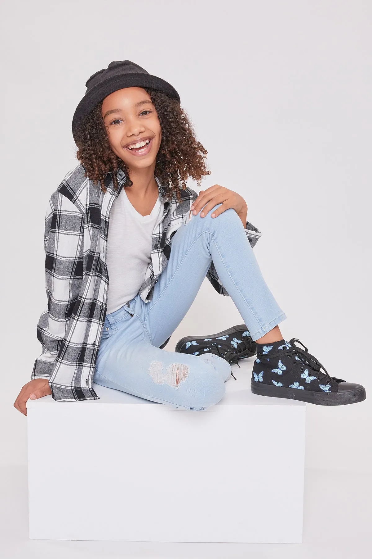 Girls Wannabettafit 1-Button Skinny Jean Made With Recycled Fibers, Pack Of 12