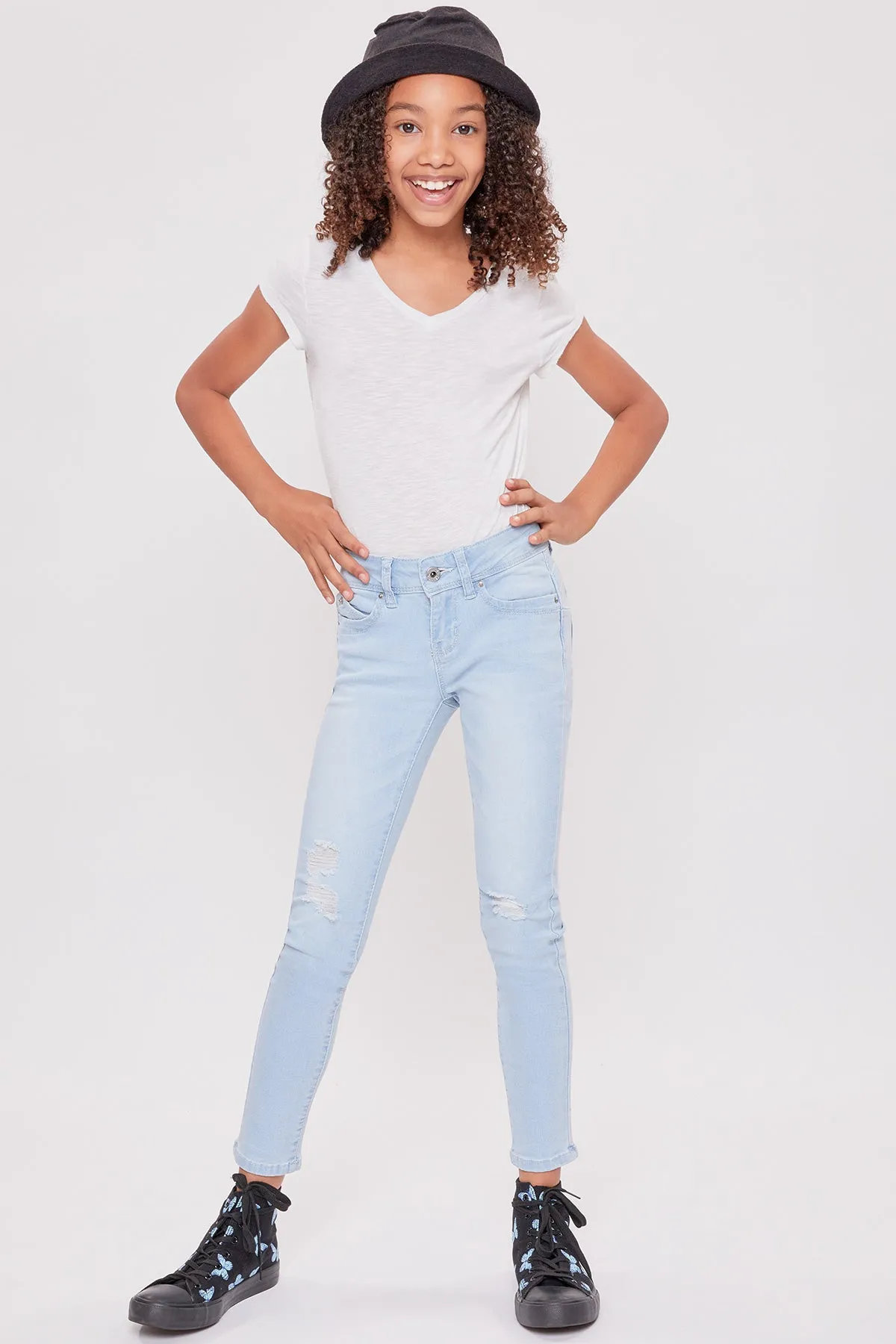Girls Wannabettafit 1-Button Skinny Jean Made With Recycled Fibers, Pack Of 12