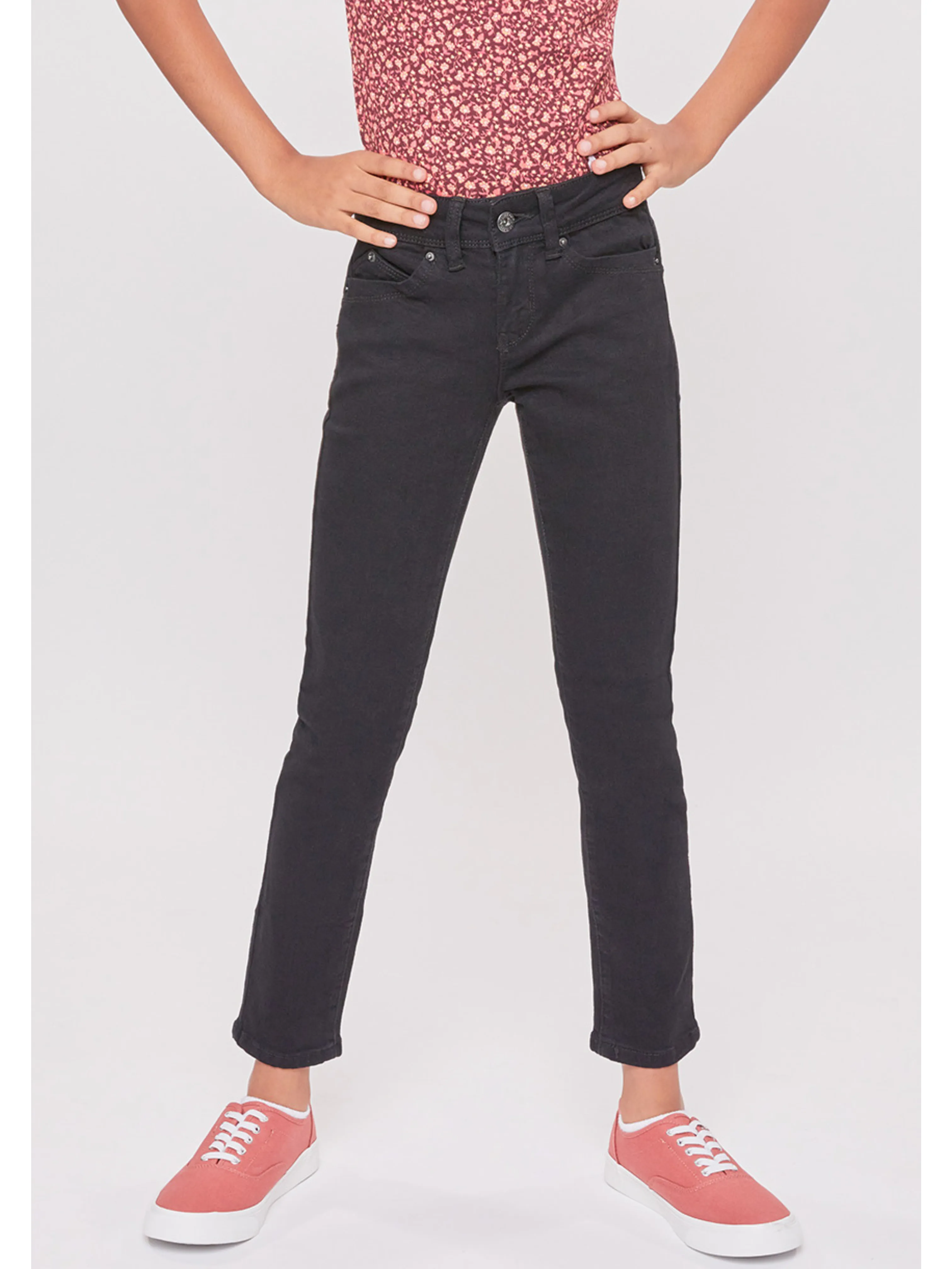 Girls Wannabettafit 1-Button Skinny Jean Made With Recycled Fibers, Pack Of 12
