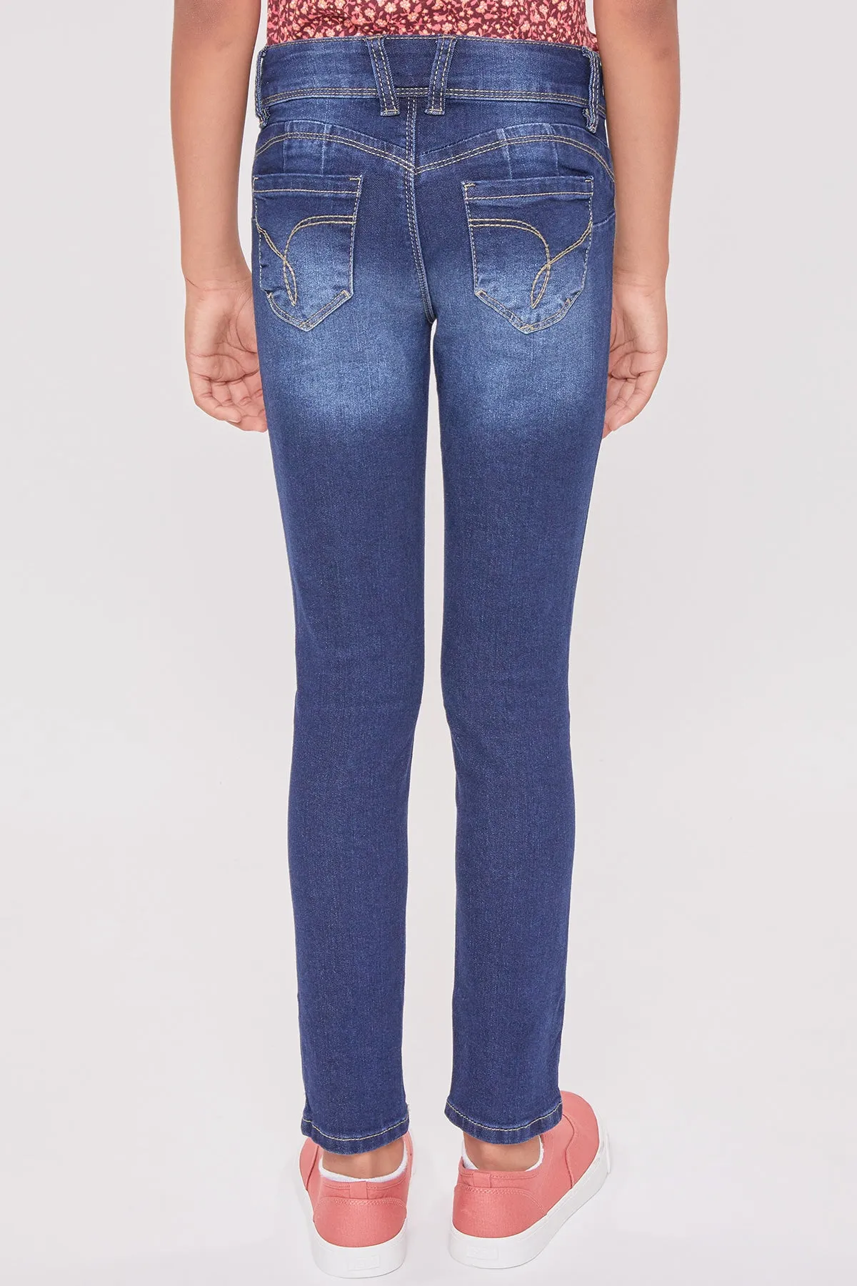Girls Wannabettafit 1-Button Skinny Jean Made With Recycled Fibers, Pack Of 12