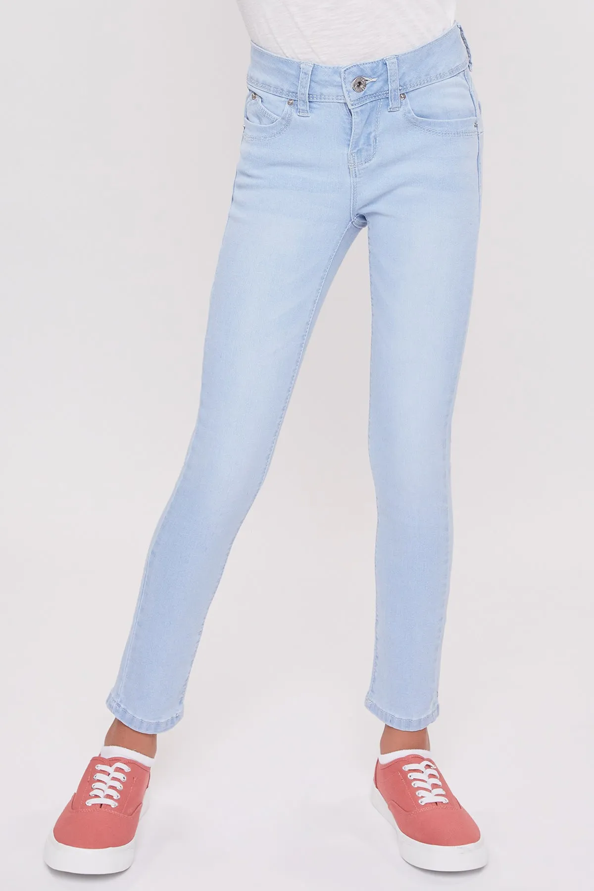 Girls Wannabettafit 1-Button Skinny Jean Made With Recycled Fibers, Pack Of 12