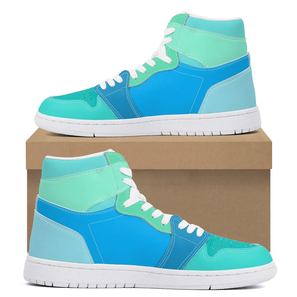 Gradient Blue Stylish Streetwear High-Top Sneakers