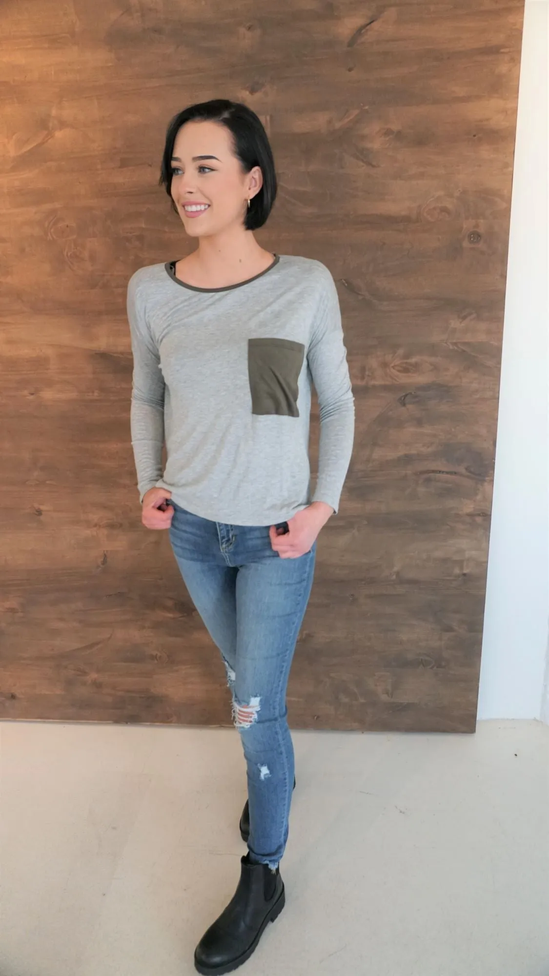 Grey Long Sleeve Top