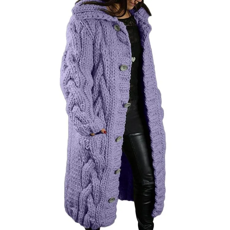Hand-Knitted Thick-Line Jumper Coat