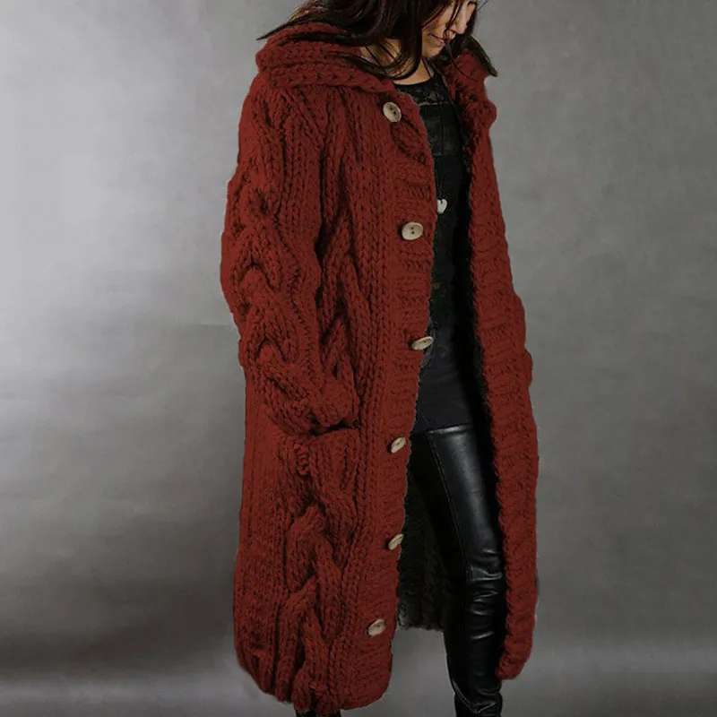 Hand-Knitted Thick-Line Jumper Coat