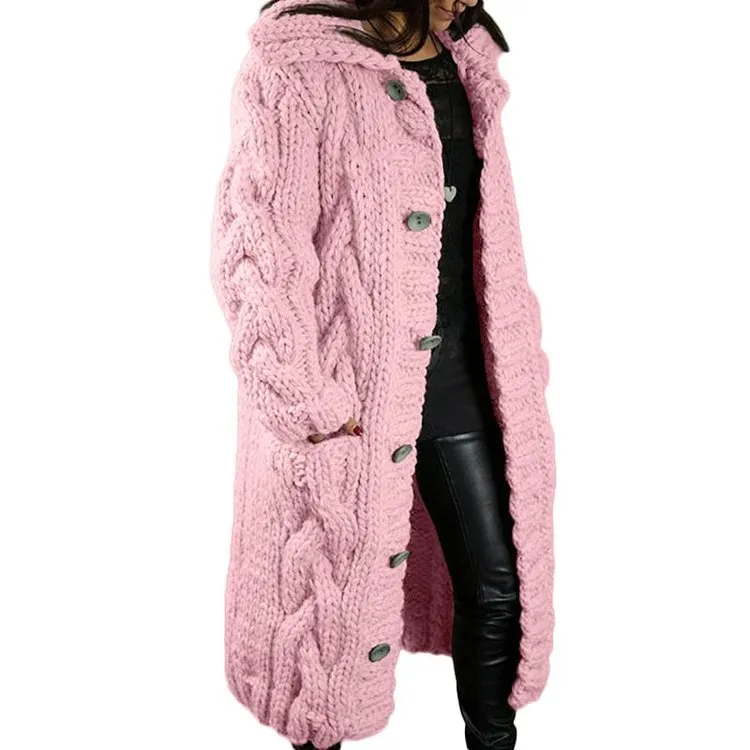 Hand-Knitted Thick-Line Jumper Coat