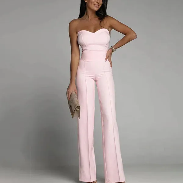 High Waist Strapless Jumpsuit