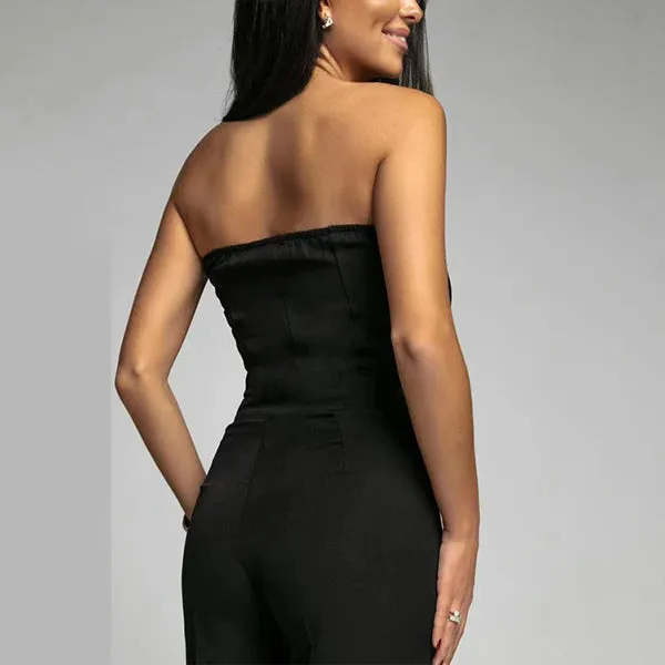 High Waist Strapless Jumpsuit