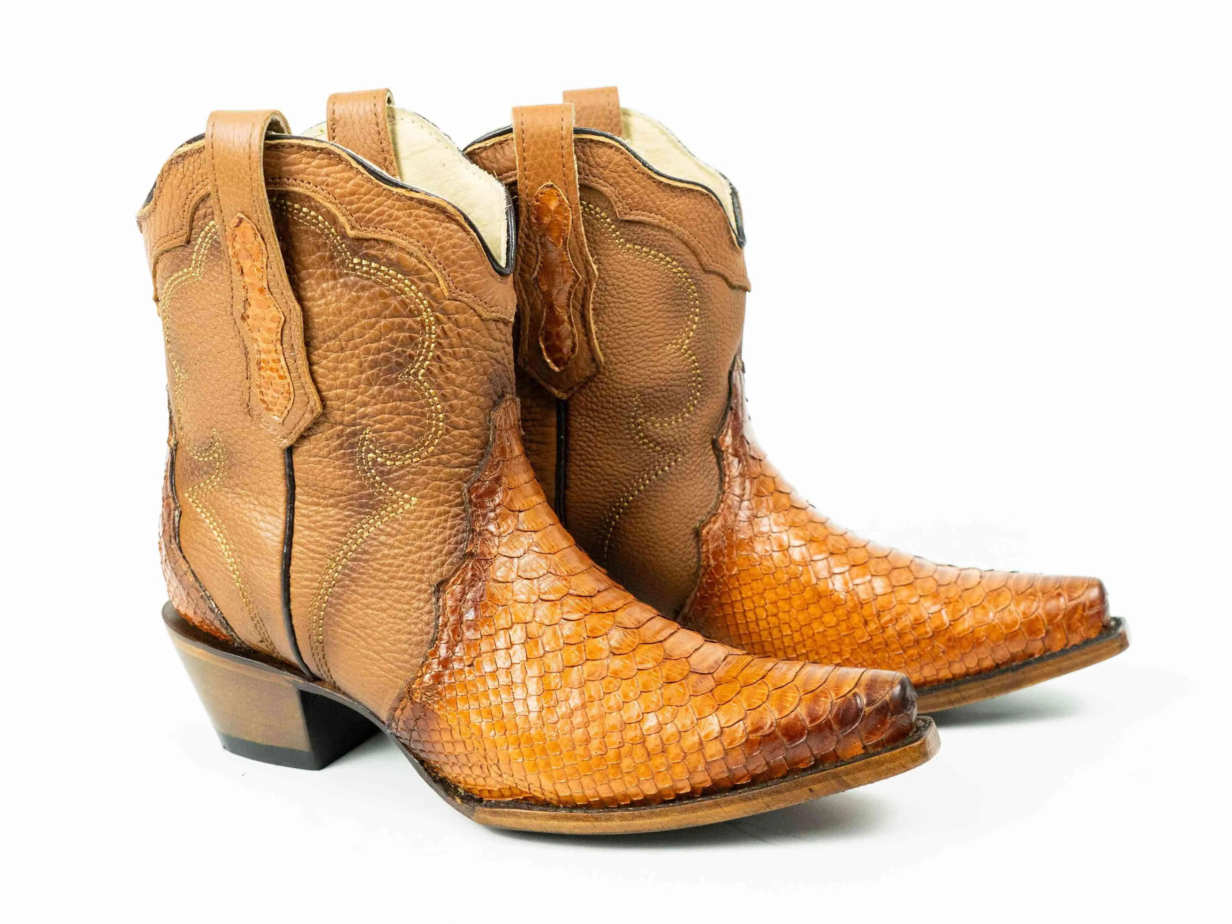 Honey Python Snip Toe Western Booties
