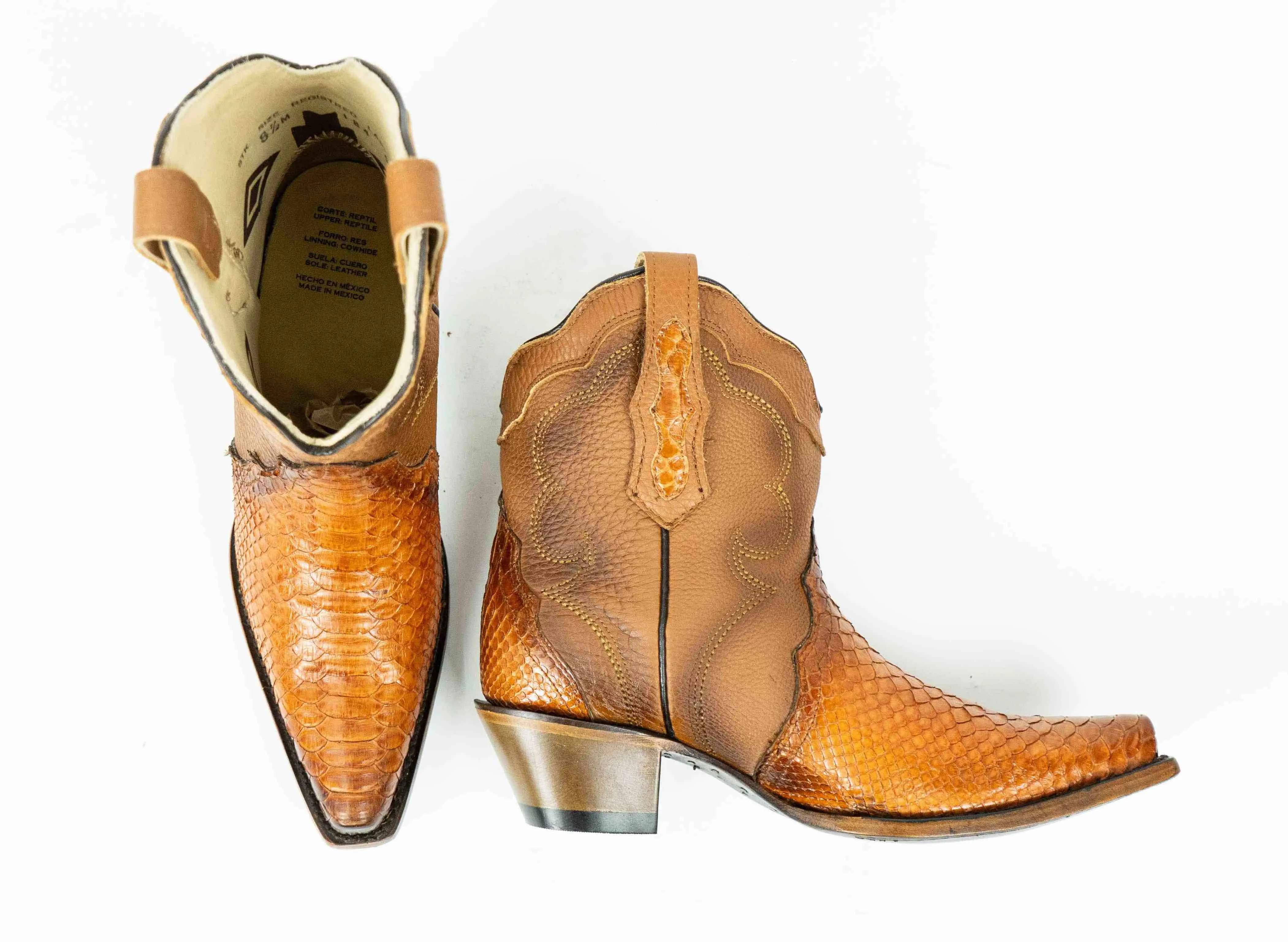 Honey Python Snip Toe Western Booties