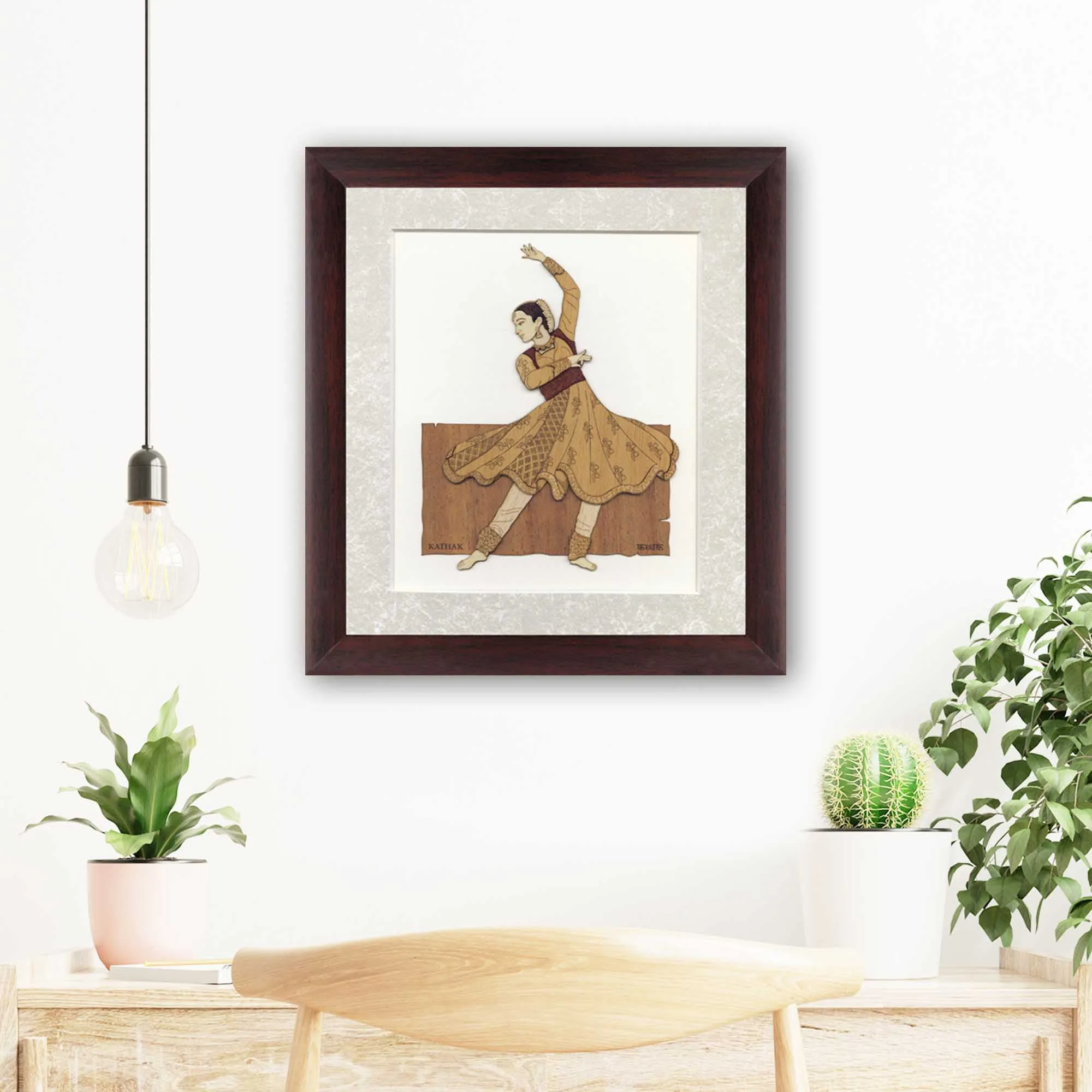 Kathak Wood Carving Wall Art, Wood Carving Frame, 3D Wall Art
