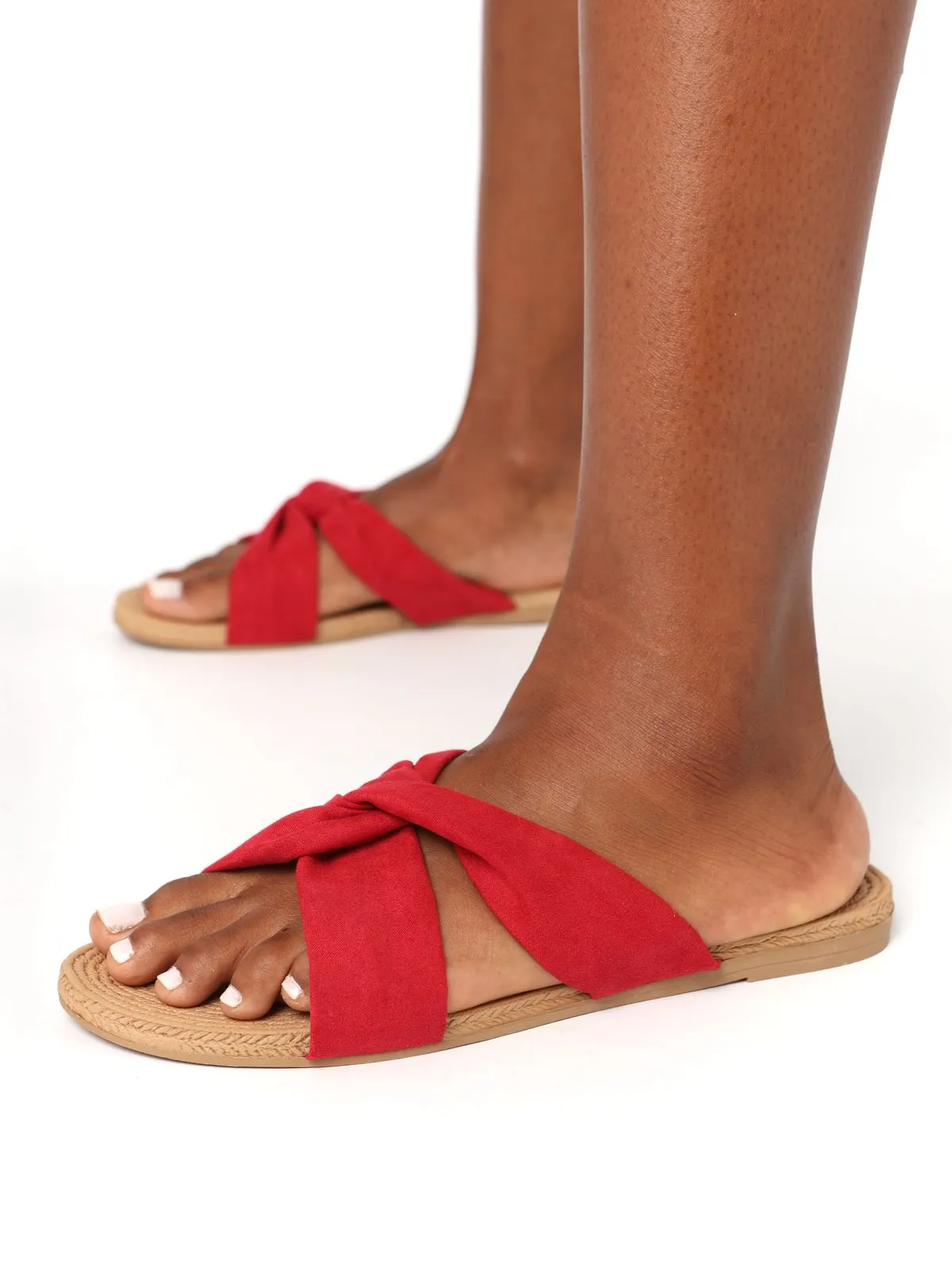 Ladies Moulded Soft Interlinked Mule Sandal - Burgundy