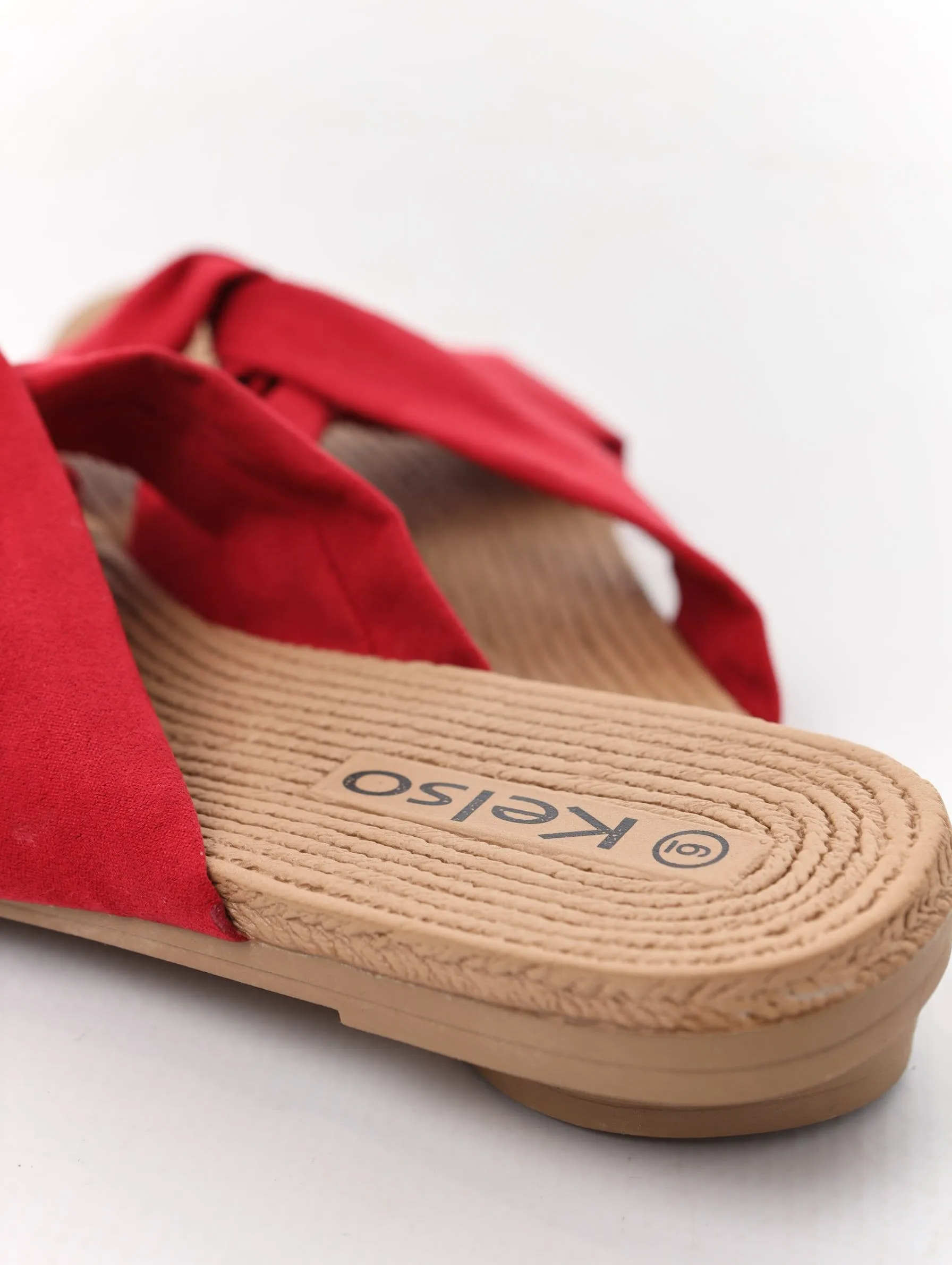 Ladies Moulded Soft Interlinked Mule Sandal - Burgundy