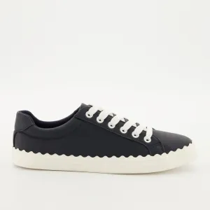 Ladies Scallop Lace Up Sneaker - Navy