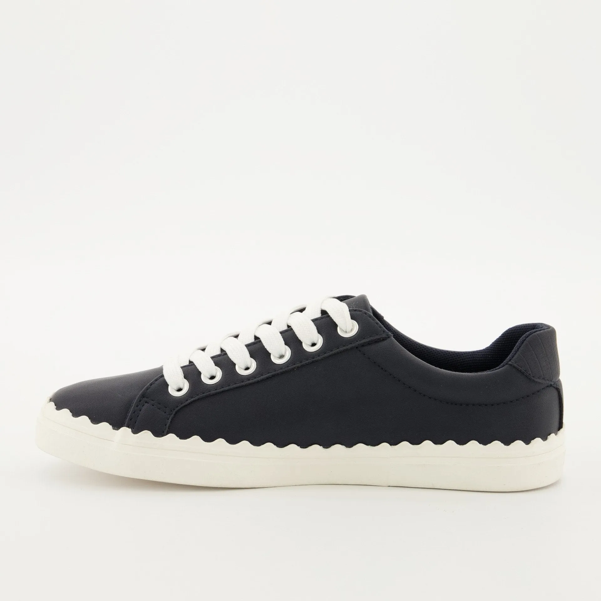 Ladies Scallop Lace Up Sneaker - Navy