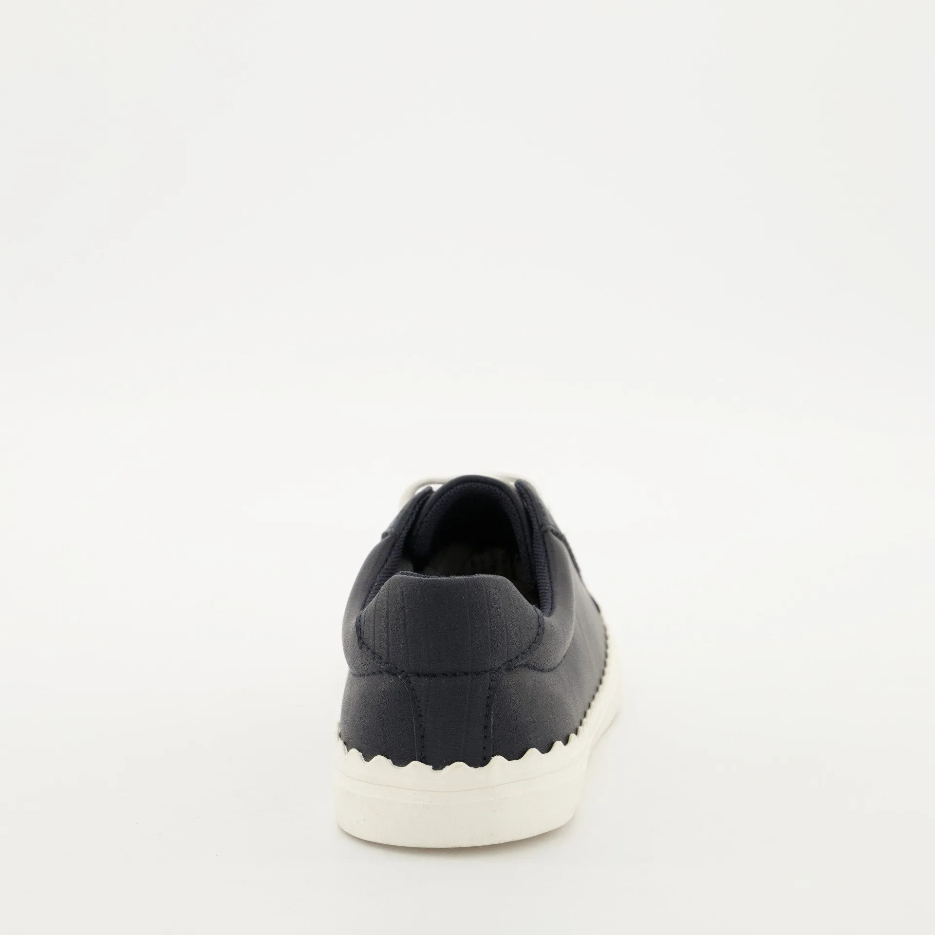 Ladies Scallop Lace Up Sneaker - Navy