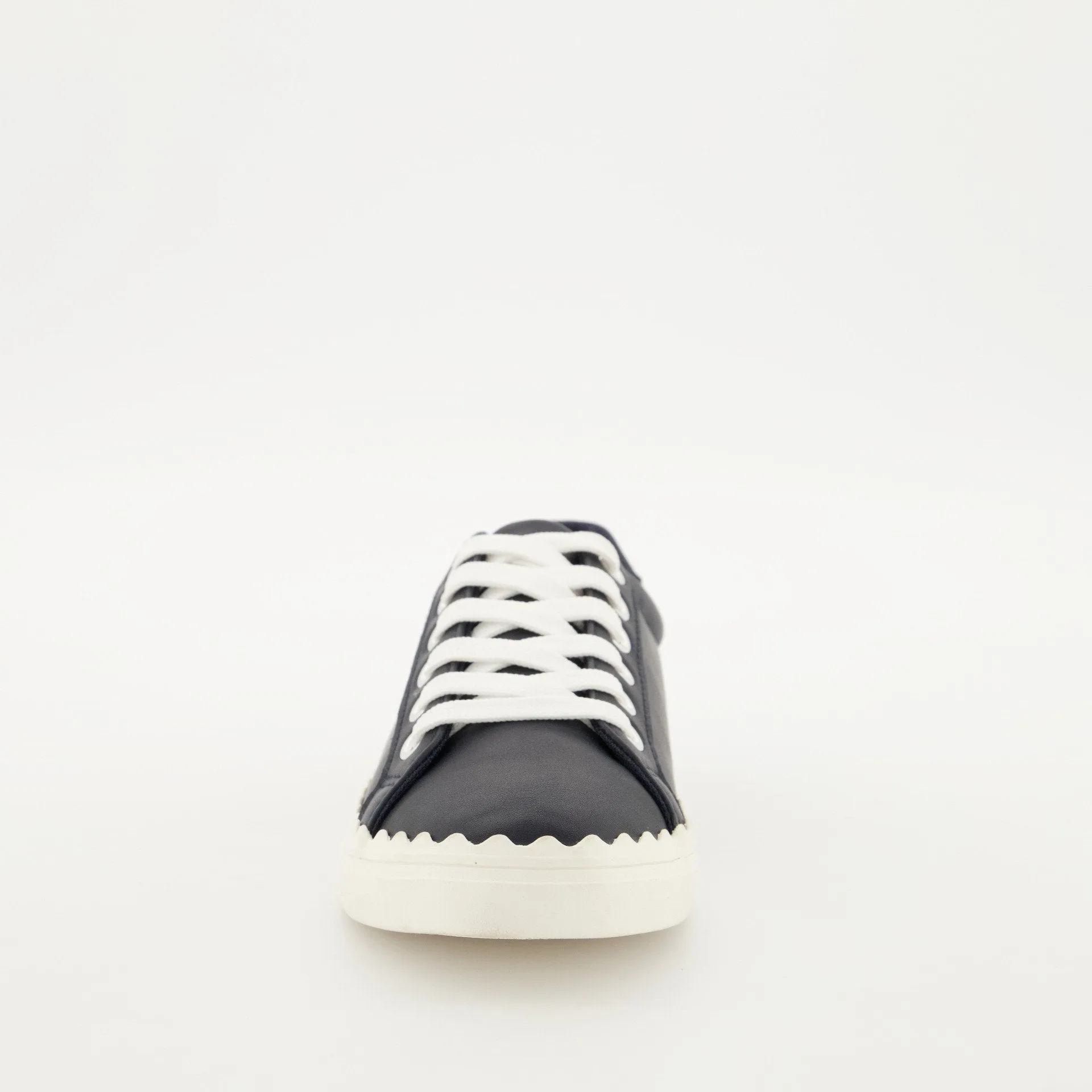 Ladies Scallop Lace Up Sneaker - Navy
