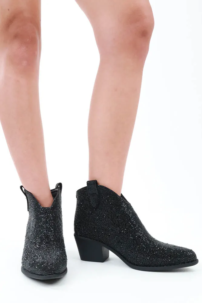 Low Cut Sparkle Bootie - Black