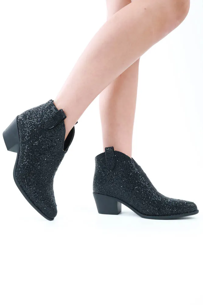 Low Cut Sparkle Bootie - Black