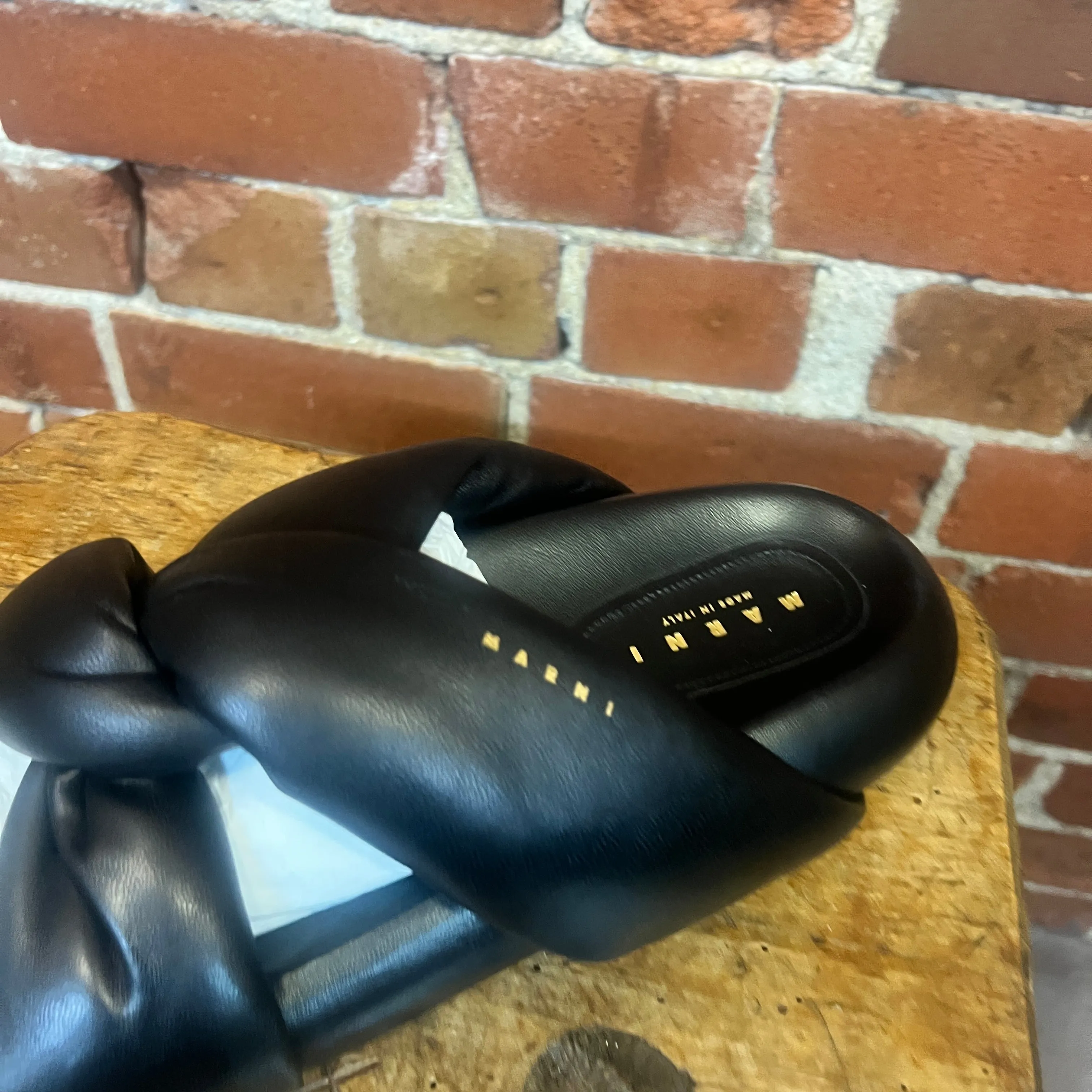 MARNI padded leather slides 41