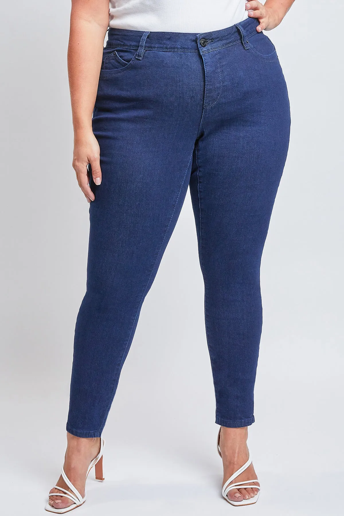 Missy Plus Wannabettabutt Mid-Rise 1-Button Skinny Jean With Regular Hem Pack Of 12