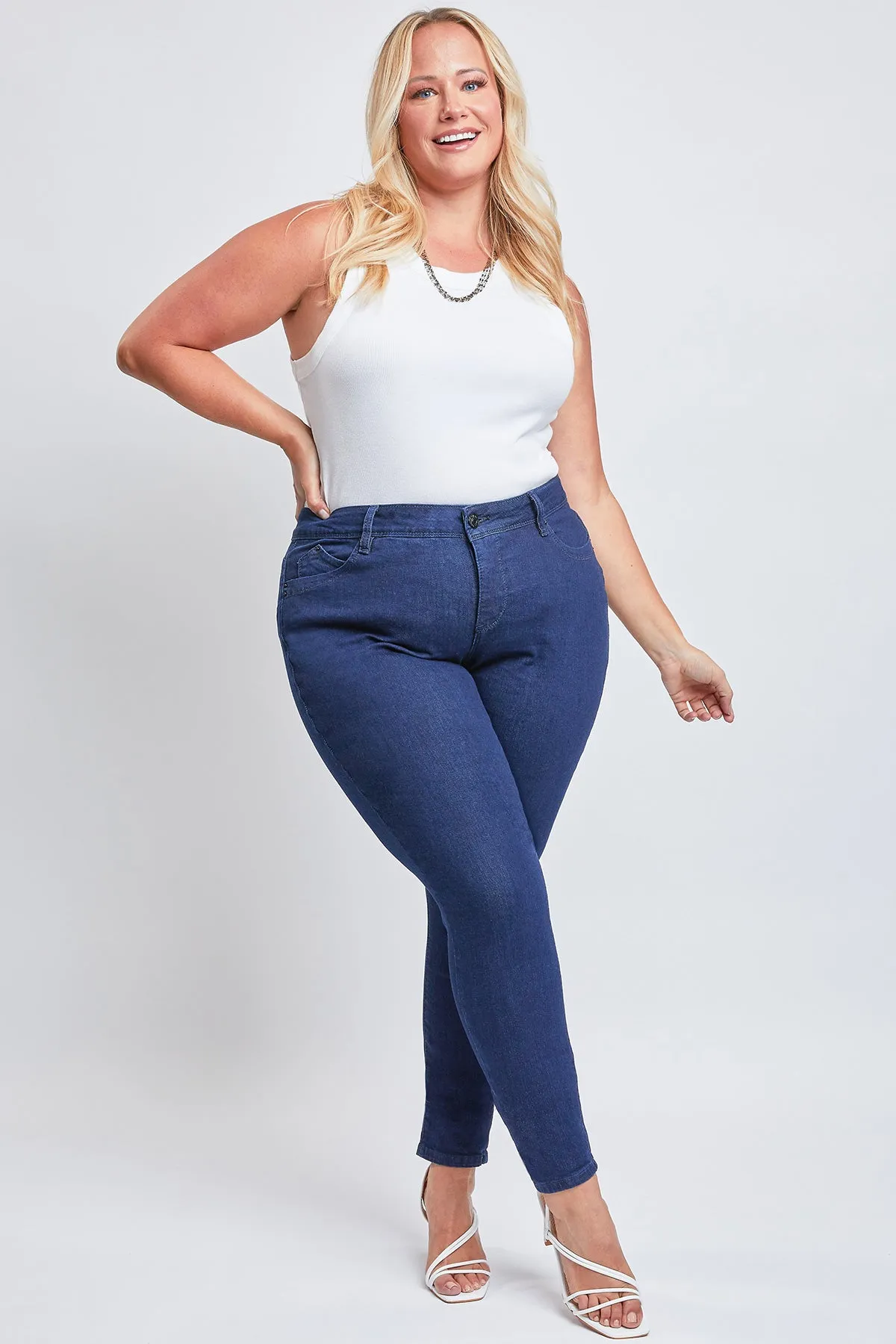 Missy Plus Wannabettabutt Mid-Rise 1-Button Skinny Jean With Regular Hem Pack Of 12