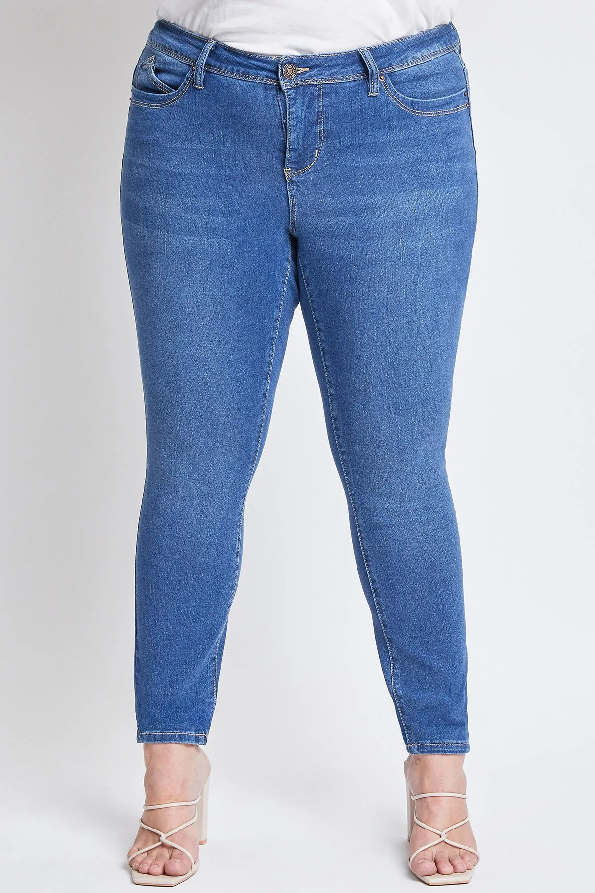 Missy Plus Wannabettabutt Mid-Rise 1-Button Skinny Jean With Regular Hem Pack Of 12