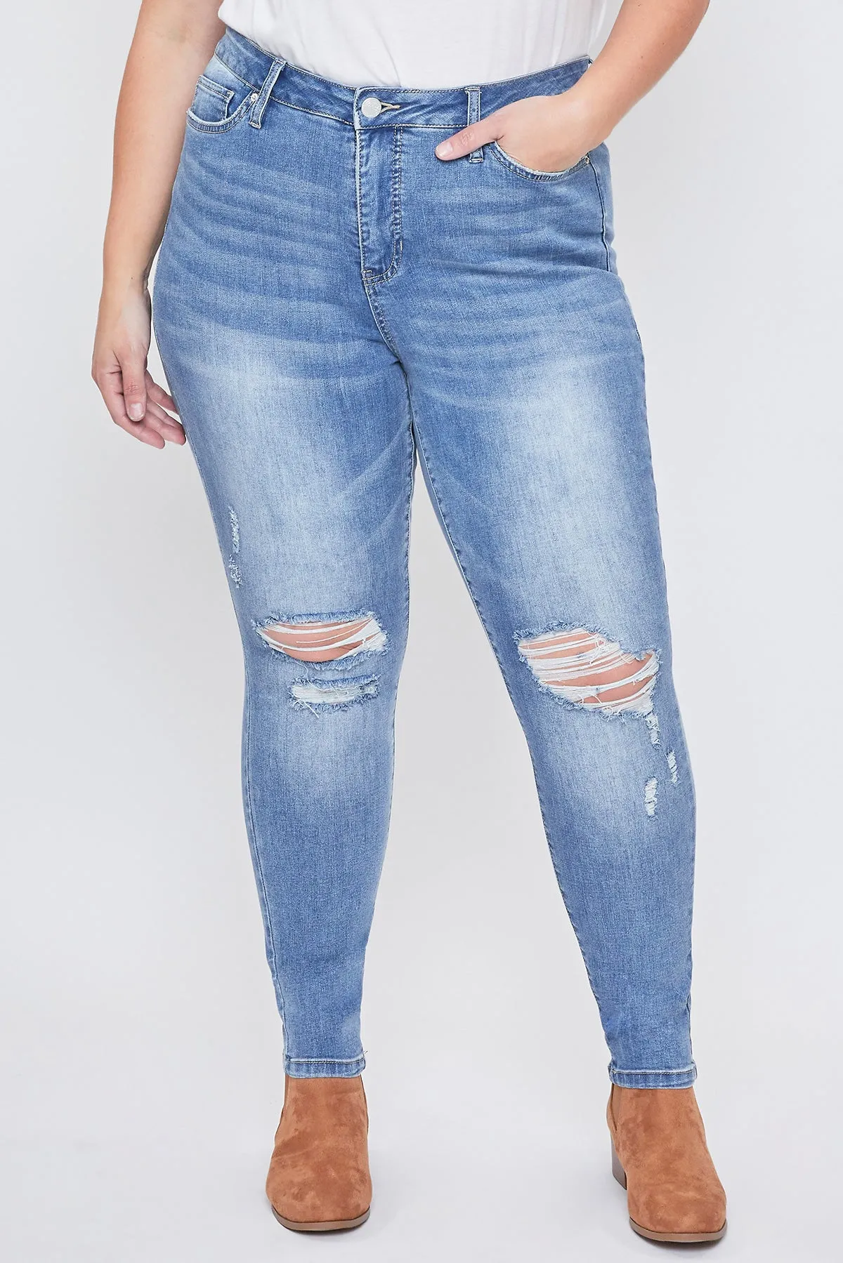 Missy Plus Women’S Plus High-Rise Basic 1-Button Skinny Jean, Pack Of 10