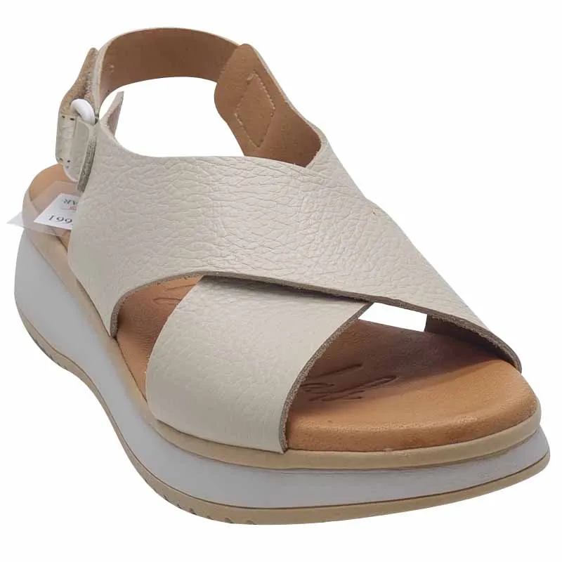 Oh My Sandals Womens Beige Leather Sandal - 5661