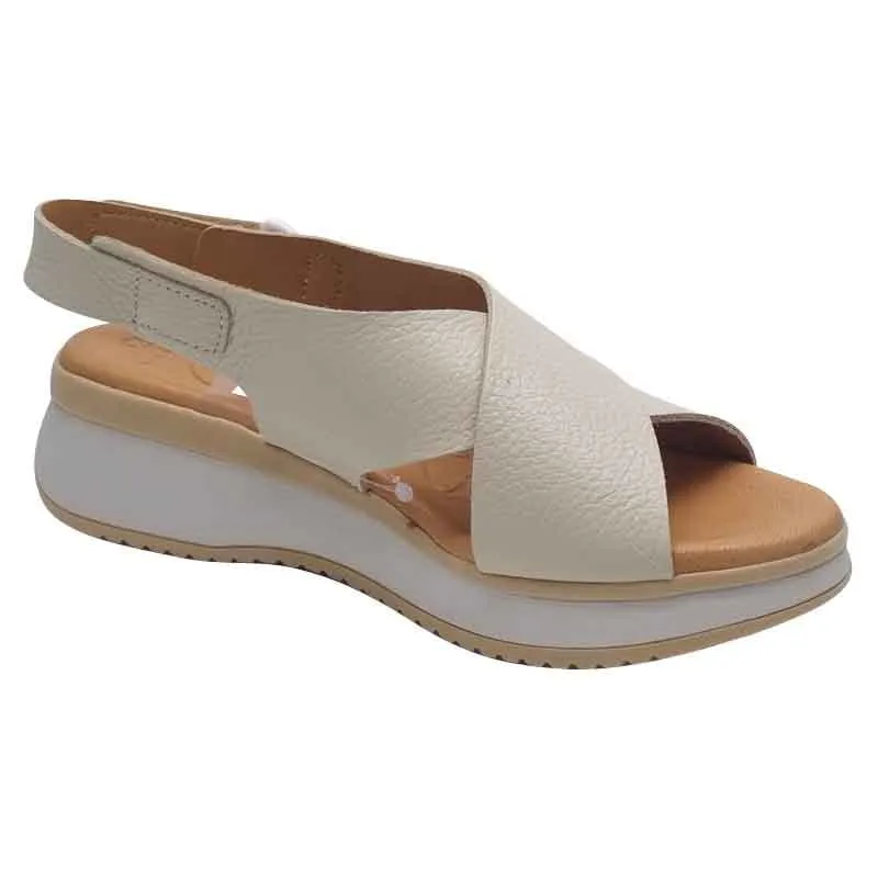 Oh My Sandals Womens Beige Leather Sandal - 5661
