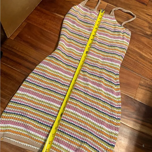 Olive   Oak Multicolor Striped Knit Dress medium crocheted