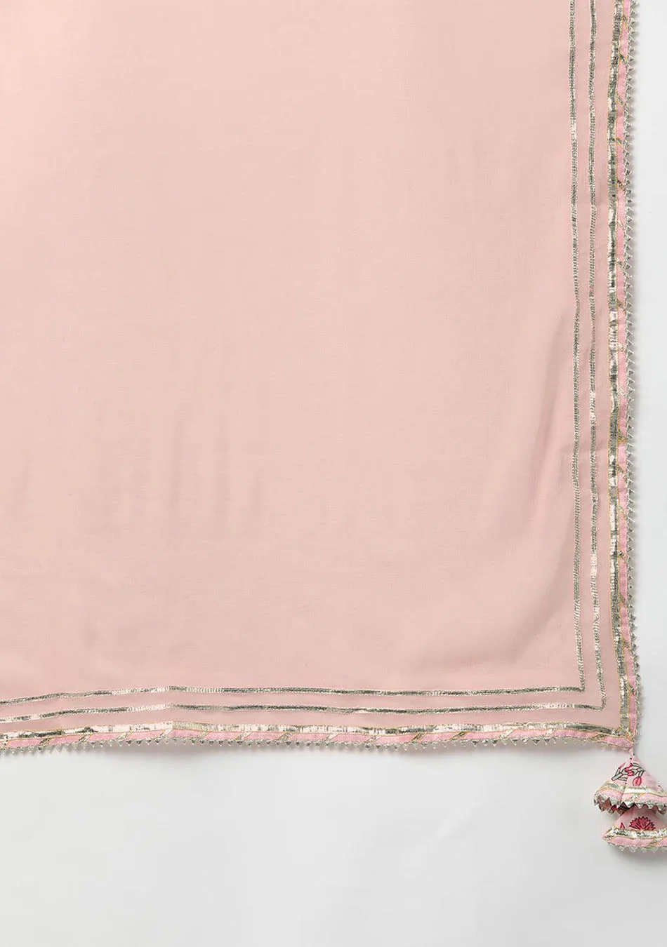 Pink Cotton Straight Kurta Pant Set With Dupatta