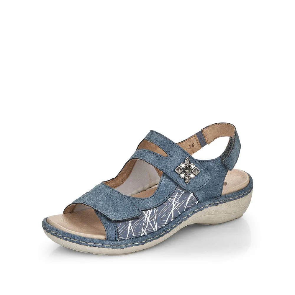 Remonte D7647-16 Blue Combi Open Toe Velcro Strap Sandals