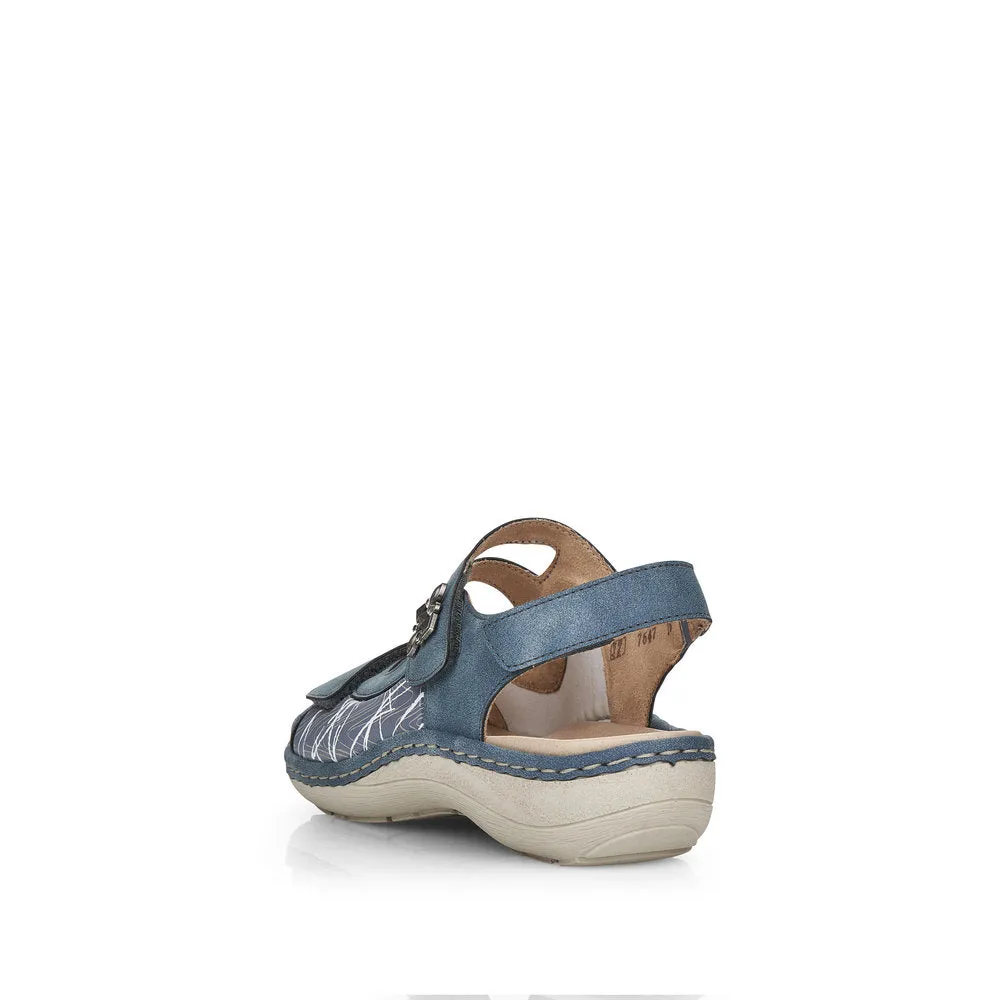 Remonte D7647-16 Blue Combi Open Toe Velcro Strap Sandals